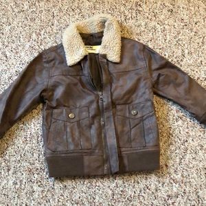 Boys brown leather jacket size 3T!